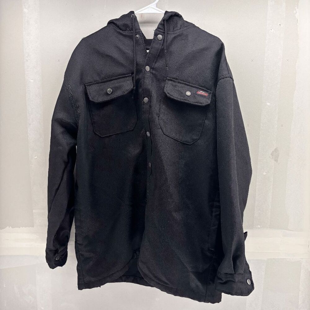 Dickies Men's Snap Hooded Jacket Size XL Black Work Wear Coat